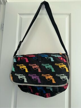 Andy Warhol Revolver Print Pop Art Canvas Messenger Bag
